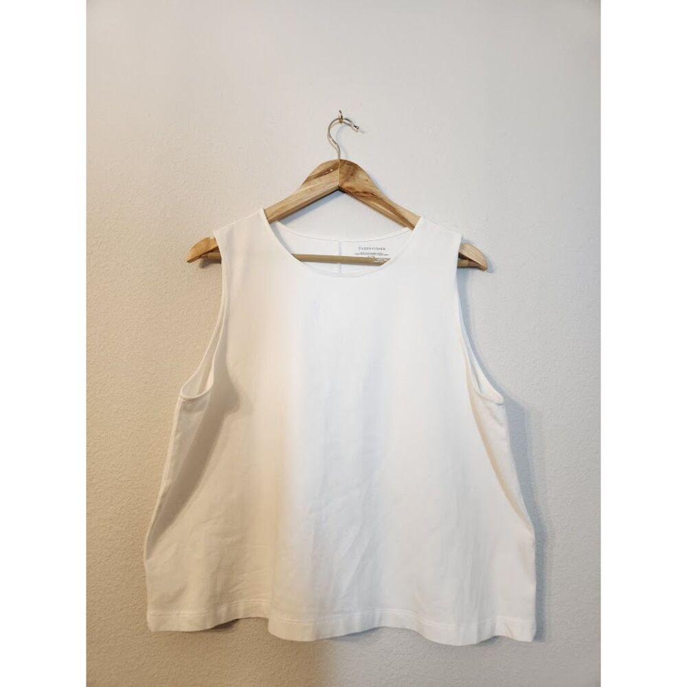 Eileen Fisher White Sleeveless Scoop Neck Tank Top | Size XL
